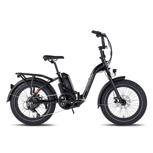 Side view of a black RadExpand 5 electric folding bike